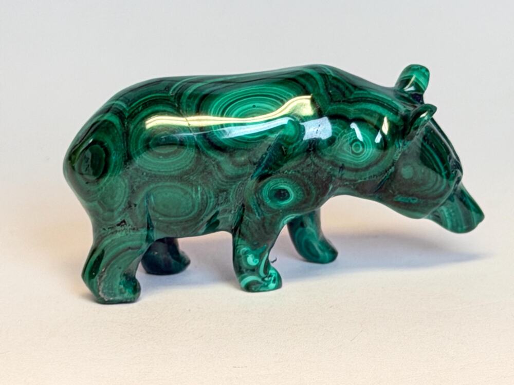 Malachite Crystal Bear Carving | Green Carved Stone Figurine